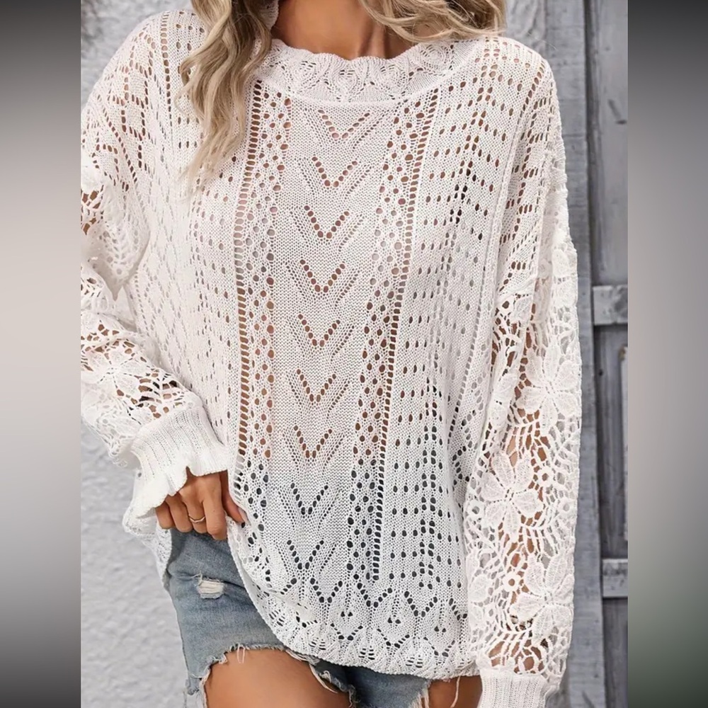 EUC white sweater, lightweight